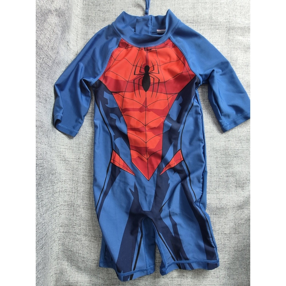 H&M Marvel Spiderman 3T 4T One Piece Zip Back 50UPF Surf Swimsuit Halloween